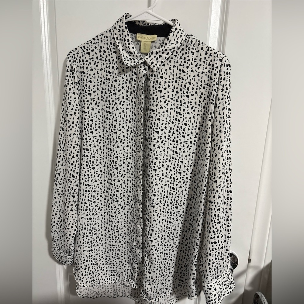 Cynthia Rowley Heart Print Blouse Women’s Large Button Down